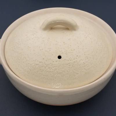 【炊具】日本万古烧白色气泡复古土锅8号(圈口25cm)