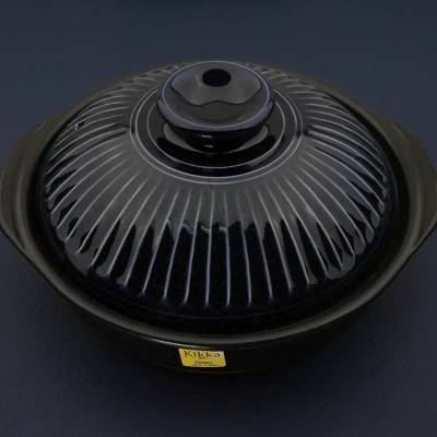 【炊具】日本万古烧蓝菊花纹土锅8号(圈口25cm)