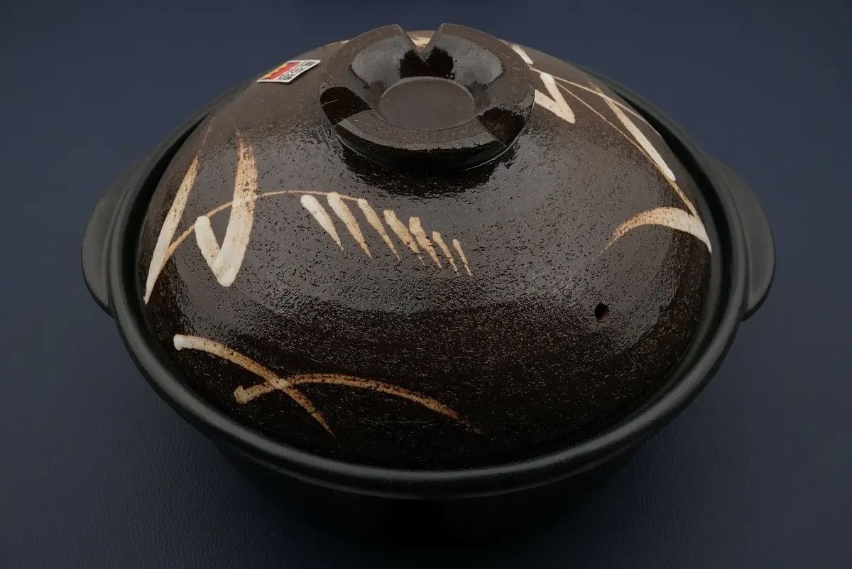 【炊具】日本万古烧白芦苇鸳鸯砂锅9号（圈口28cm）