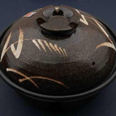 【炊具】日本万古烧白芦苇鸳鸯砂锅9号(圈口28cm)