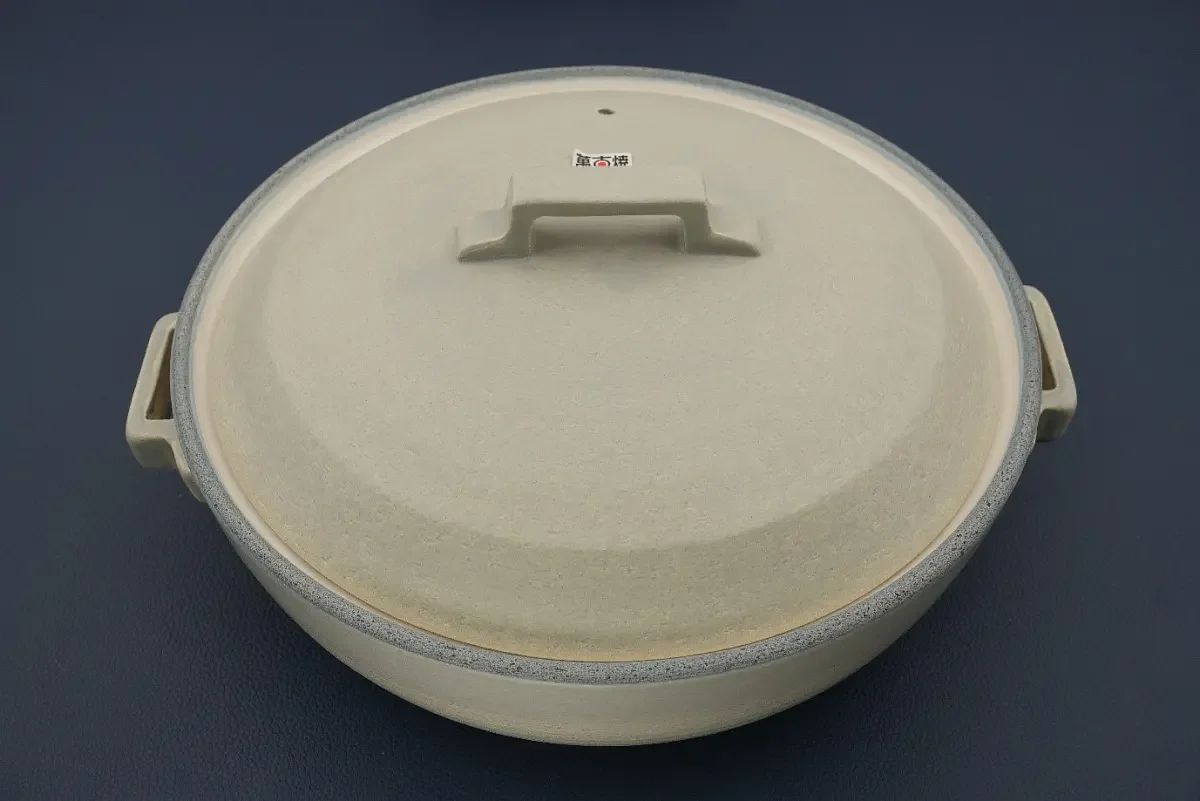 【炊具】日本万古烧灰蓝复古土锅9号（圈口28cm）