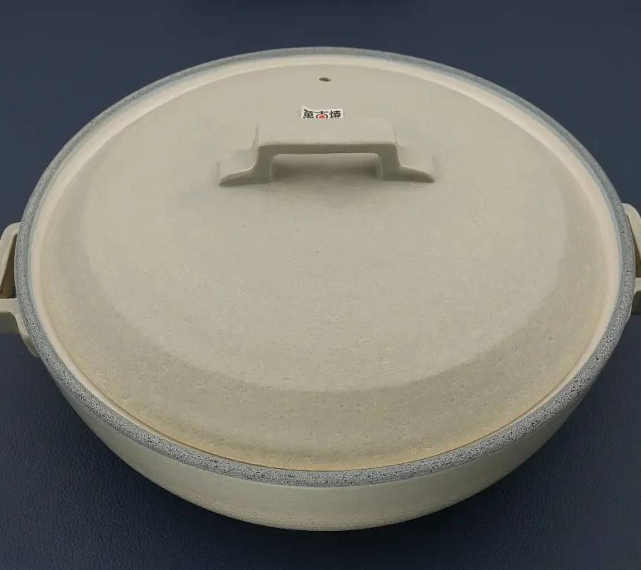 【炊具】日本万古烧灰蓝复古土锅9号(圈口28cm)